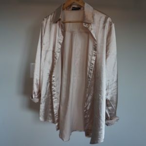Gold satin button up